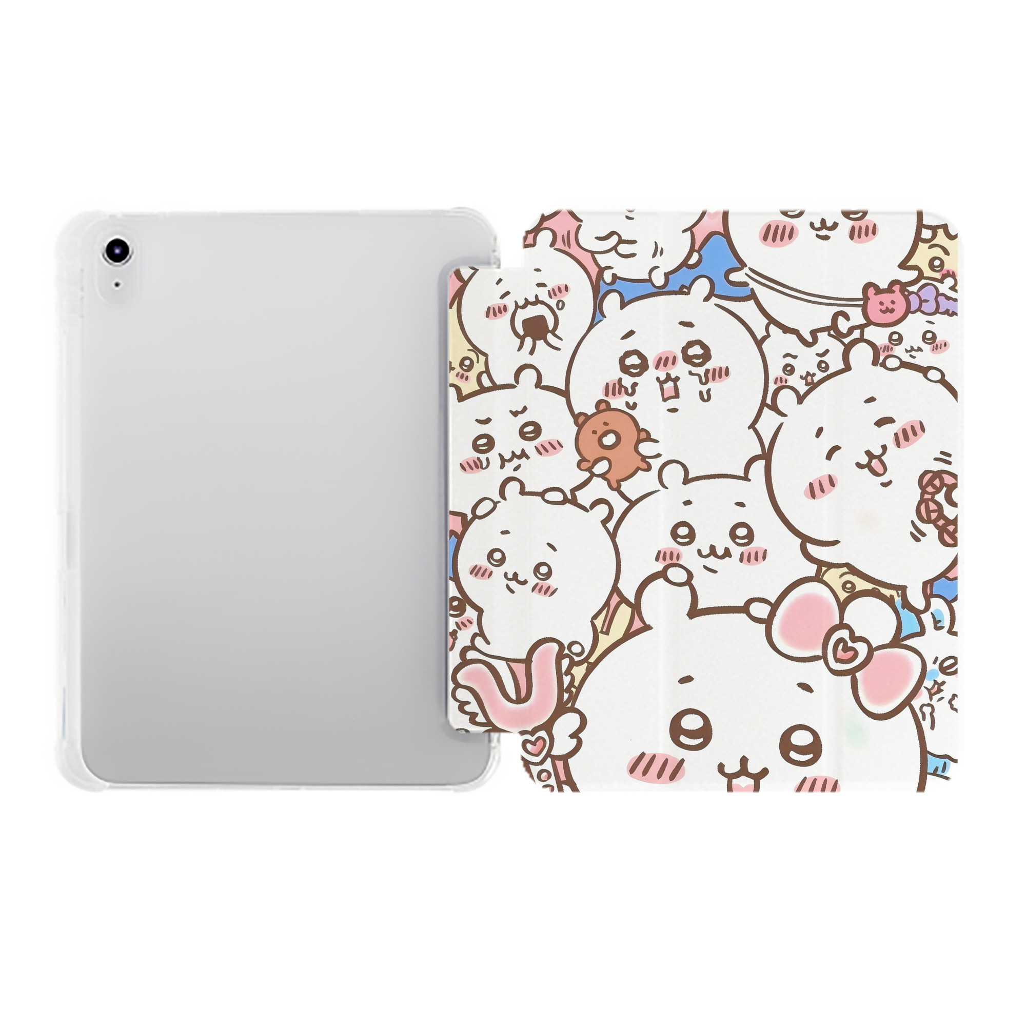 （画像用） ちいかわ Chii-kawa IPad ケース ペン収納付き 三つ折りスタンド PUレザー×シリコン 対応機種9.5/10.5/10.9インチ